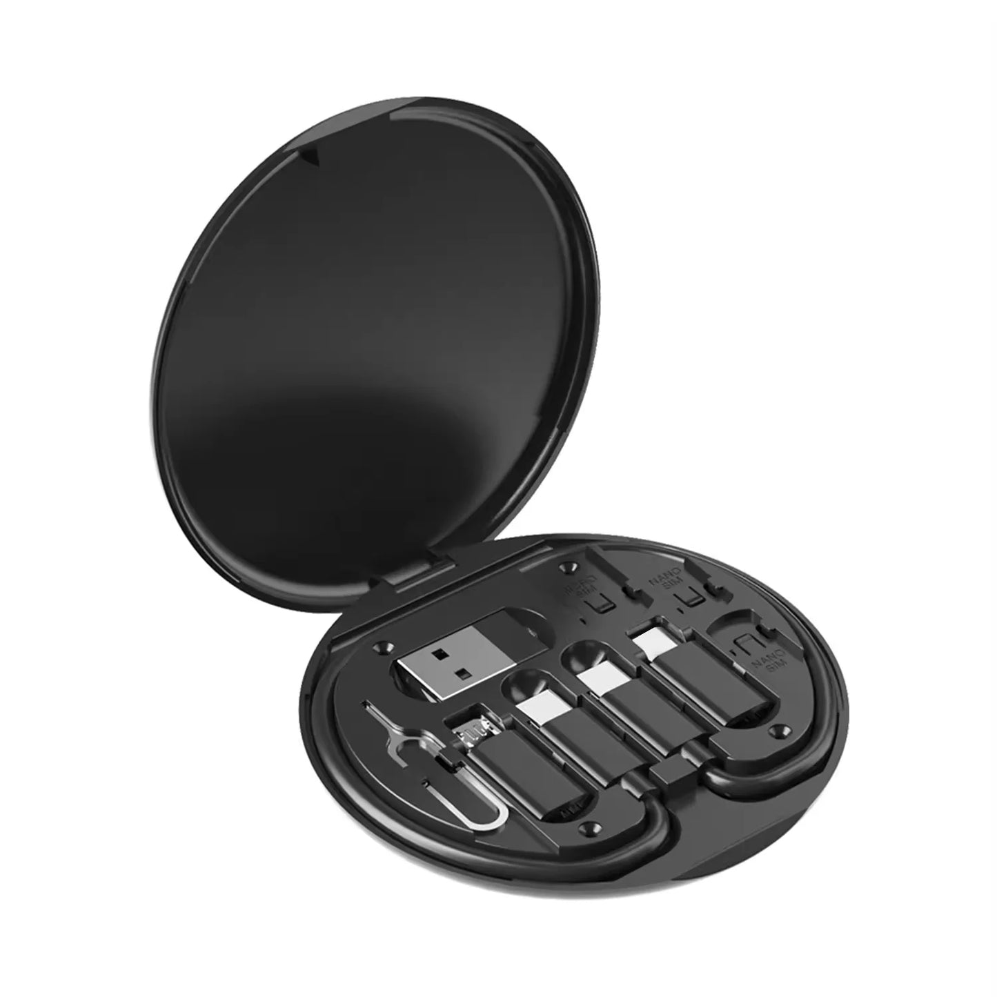 Portable Multifunctional Data Cable Storage Box with 60W Fast Charging Mobile Phone Holder and Multi-Head Conversion Set